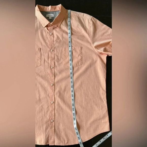 Mens Calvin Klein Orange Button Down Short Sleeve Shirt size XL - Picture 4 of 6